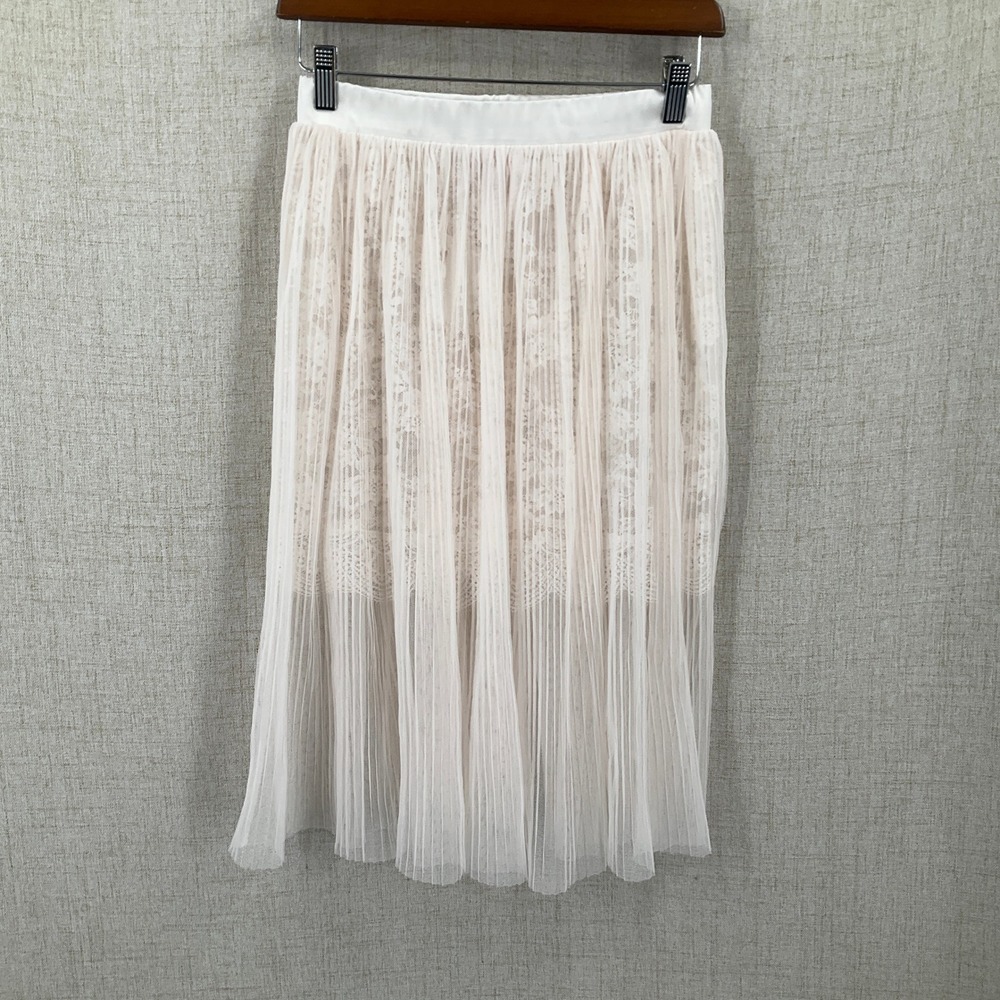Victoria's Secret Pleated Tulle Skirt Womens XS Ivory‎ Lace Midi Balletcore Boho